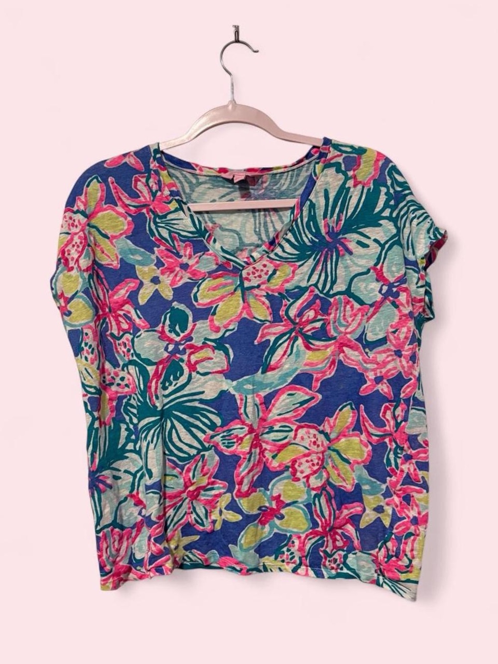 Lilly Pulitzer 100% linen colorful loose fit top s/m